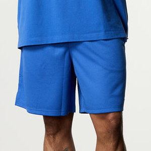 Men's Solid Blue Bermuda Shorts Mid Waist <b>Elastic</b> Comfortable Casual Wear Breathable Polyester Fabric - Product Image 2