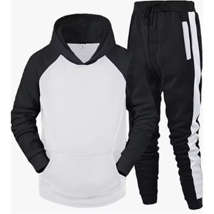 Conjunto Deportivo Unisex con Bloques de Color, Sudadera con Capucha y Pantalones Largos, Transpirable, Informal, para Otoño, Corte Regular, con Bolsillos Laterales - Product Image 1