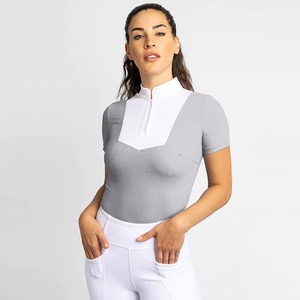Camisetas Ecuestres Negras para Mujer con Etiqueta Personalizada, Ligeras, de Secado Rápido, con Cierre de Cremallera, Transpirables, 100% Malla - Product Image 1