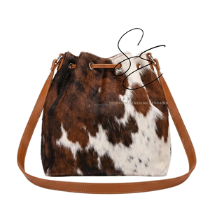 Sac seau vintage en cuir de vachette style cowgirl, sac bandoulière en cuir à poils, sac à main quotidien bohème pour femme - Product Image 3