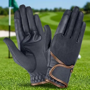 Gants de golf en cuir PU bleu foncé, à doigts entiers, antidérapants, respirants, unisexes, avec fermeture à enfiler, gants de sport - Product Image 4