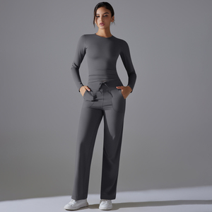 <b>Pink</b> Plus Size 2 Piece Yoga Set High Waist Full Length Leggings Long Sleeve Zipper <b>Crop</b> <b>Top</b> Seamless Quick Dry Spandex/Nylon - Product Image 4