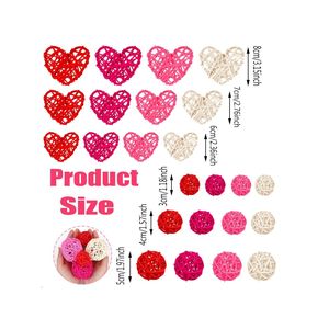 24 Piezas de Adornos Colgantes de Mimbre en Forma de Corazón, Decoraciones Naturales de Ratán para Bodas, Fiestas o San Valentín - Product Image 5