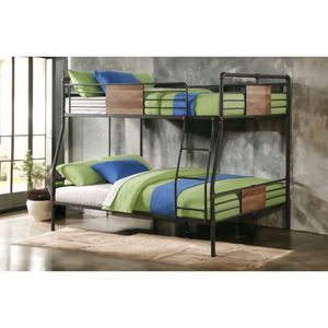 Letto a castello Brantley Sandy Full XL/Queen in metallo con finitura spazzolata nera e bronzo scuro - Product Image 1