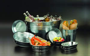 Lot de 2 Cuve en métal galvanisé naturel de 6 pouces avec poignée latérale Technique artisanale - Product Image 4