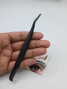 Outil pour cils en acier inoxydable noir antistatique durable, pince à cils et applicateur avec peigne - Product Image 1
