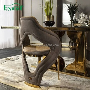 Bộ bàn ăn mặt đá cẩm thạch cao cấp thiết kế mới hiện đại kiểu Ý, khung kim loại mạ vàng, gồm 12 ghế, dành cho biệt thự, nội thất gia đình - Product Image 4