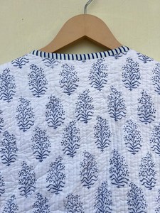 Indian Handmade 100% Cotton Eco-Friendly Quilted Anti-Wrinkle Quick Dry Breathable Front Pocket <b>Covered</b> <b>Button</b> Autumn Winter - Product Image 2