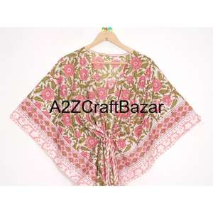 Robe kaftan d'été pour femme, en coton naturel respirant et écologique, imprimé bohème, longueur genou, cadeau pour elle - Product Image 3