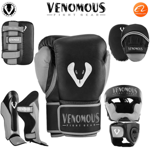 Guantes de Boxeo Venomous de Cuero Personalizables Negros con Logotipo de Serpiente para Adultos - Product Image 6