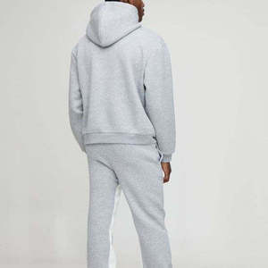 Ensemble sweat-shirt et pantalon de survêtement gris unisexe, mélange polyester/coton, tissu 360g, taille élastique, manches longues, vêtements décontractés d'hiver, 2 en 1 - Product Image 2