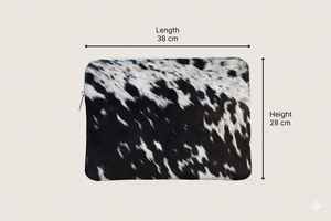 Housse de protection pour ordinateur portable en cuir véritable fait main, grande capacité, fine, avec poils de bétail, modèle LHNS-0007 - Product Image 6