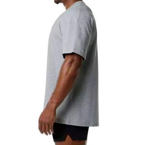 T-shirt pour homme gris clair à épaules tombantes, coupe ample et carrée, en mélange de coton, fabrication sur mesure - Product Image 3