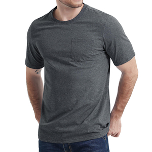 T-shirts décontractés pour hommes, 100 % coton, logo personnalisé sur le devant, poche, séchage rapide, haute qualité, faible MOQ - Product Image 3