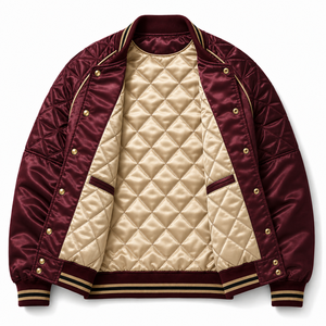Wholesale Satin Bomber <b>Jacket</b> Custom Logo <b>Mens</b> Lightweight Baseball Outerwear Private Label Clothing Manufacturer - Product Image 6