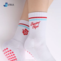Chaussettes courtes pour femmes JZVINA, blanches et rouges, broderie florale, antidérapantes, en coton et fibre de bambou, pour un usage quotidien estival, couleur personnalisée