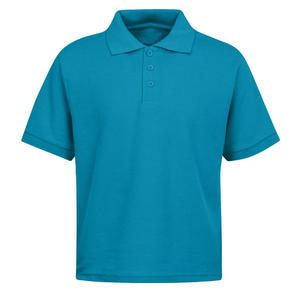 Polo en piqué uni bleu sarcelle pour homme, manches courtes, décontracté, tricoté, teint uni - Product Image 2