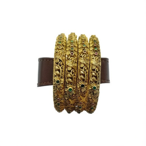 18K Gold Plated Stainless Steel Pearl <b>Bangle</b> <b>Bracelet</b> with Genuine Leather - Product Image 2