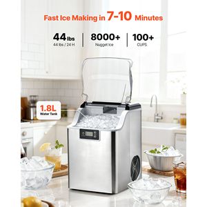 Macchina per il ghiaccio da banco da 44 libbre/giorno con autopulizia e contenitore da 4 libbre, portatile, per ghiaccio a pepite - Product Image 2