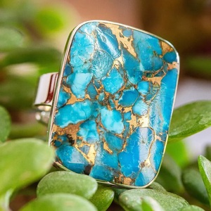 Handcrafted Composite Turquoise <b>Ring</b> Sterling Silver Wrap Statement <b>Ring</b> <b>for</b> <b>Men</b> & Women - Product Image 2
