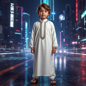 ชุดเดรสเด็กชายสไตล์ UAE ปักลายแขนยาวแบบดั้งเดิม ผ้าฝ้ายใส่สบาย เหมาะสำหรับเด็กมุสลิม สวมใส่ได้ทุกวัน รับผลิตแบบ OEM - Product Image 3