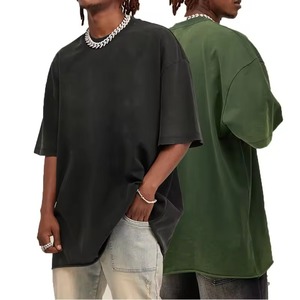 Men's Minimalist <b>Tshirt</b> 100% Cotton Oversized Drop Shoulder Vintage Wash Streetwear Custom logo Desgin Blank t Shirt for Men - Product Image 2