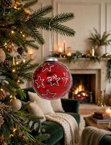 Boule de Noël en verre moderne blanche, ornement suspendu, fabriqué à la main, décoration d'intérieur - Product Image 3