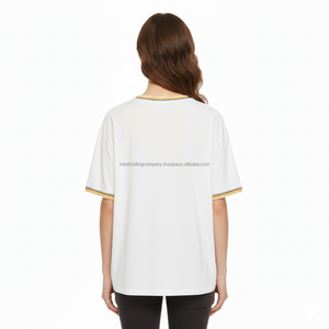 เสื้อยืดคอตตอน 100% แบรนด์ส่วนตัวสำหรับผู้หญิง สกรีนโลโก้ได้ตามต้องการ เสื้อยืดเปล่าคุณภาพสูง เนื้อผ้านุ่ม ผู้ผลิตเสื้อยืดผู้หญิง ขายส่ง - Product Image 5