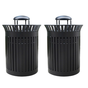 Contenedor de Basura Cilíndrico Metálico Ranurado de Alta Resistencia para Exteriores, Venta al por Mayor OEM, Directo de Fábrica, Resistente a la Intemperie, para Parques Públicos y Zonas Turísticas - Product Image 4