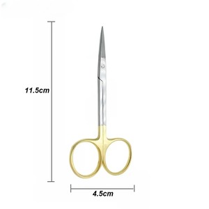 Tijeras Dentales Manuales de Acero Inoxidable Chapadas en Oro, Puntas Rectas y Curvas, Pinzas Hemostáticas, Instrumento de Laboratorio Dental Quirúrgico - Product Image 3