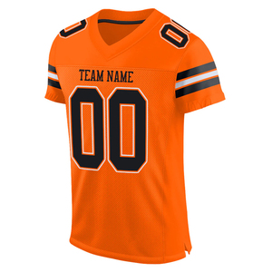 Orange Mesh American Football Jersey V-Neck Short Sleeve Breathable Moisture Wicking Sublimated Print Front Team <b>Name</b> 00 Unisex - Product Image 1