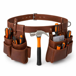 Ceinture porte-outils en cuir véritable de qualité supérieure avec design ajustable pour les charpentiers, électriciens, constructeurs et entrepreneurs - Product Image 1