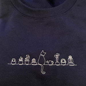 Sudadera con Capucha Personalizada para Mujer con Estampado de Gatos y Plantas, Tejido de Tela, Logotipo 3D en la Parte Delantera, para Otoño e Invierno - Product Image 2