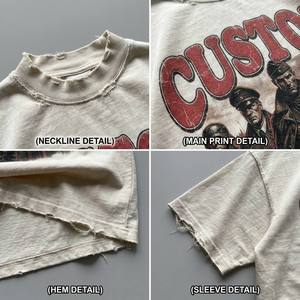 Oversized <b>Grunge</b> Cropped <b>T</b>-<b>Shirt</b> Washed Distressed Destroyed Streetwear Wholesale Men's Tee - Product Image 3