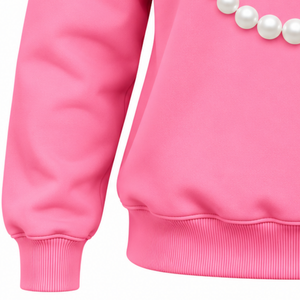 Sudadera de cuello alto rosa para mujer con estampado personalizado de letras de hermandad, cómoda, de manga larga, estilo casual para hermandades - Product Image 3