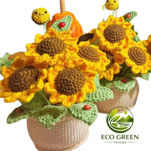 Plantes en pot au crochet personnalisées en gros, fleurs en fil tricoté faites à la main, mini décoration de bureau pour la maison, le bureau, les cadeaux et la vente au détail - Product Image 6