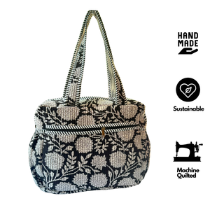 Jaipur Block Print Diaper <b>Bag</b> Cotton Quilted Front Zip Pocket Side 2 pocket Baby Essentials Travel Everyday Carry Sturdy - Product Image 2
