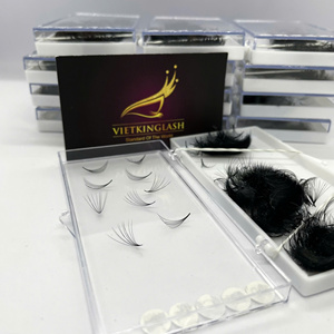 Venta al por mayor de bandejas de pestañas 12D Speed Marrón Oscuro 10D C D M Curl, abanicos premontados con base puntiaguda, abanicos de pestañas premontados negros, pestañas de volumen de 0.05mm - Product Image 3