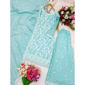 Top de fiesta hermosa para mujer-Conjunto Palazzo y Fancy Dupatta - Product Image 3