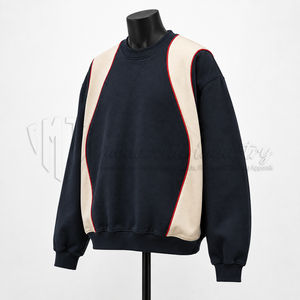 Sweat-shirt à col rond pour homme, en coton molletonné, à blocs de couleur, décontracté, streetwear, manches longues, fabrication sur mesure - Product Image 3