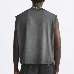 Camisetas sin mangas para hombre al por mayor, con logo personalizado, ropa de gimnasio, sin mangas, transpirables, de algodón, para fitness, OEM, ODM, suministro a granel, gran venta. - Product Image 3