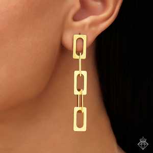 PRAO Rectangle Danglers Boucles d'oreilles fines anti-ternissement en finition dorée - Product Image 1