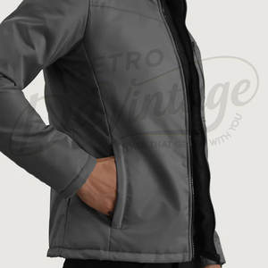 Chaqueta de invierno gris para hombre, ligera, con cuello alto, acolchada, de corte ajustado, informal, cálida, con cierre de cremallera. - Product Image 5