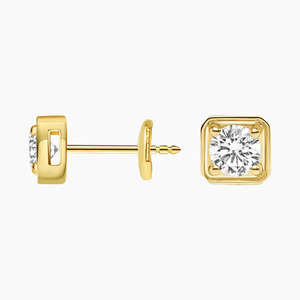 Bezel-Set Solitaire <b>Diamond</b> <b>Square</b> Stud <b>Earrings</b> - Product Image 4