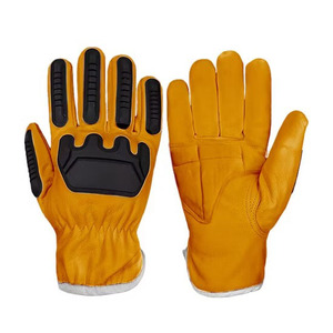 Guantes de Trabajo de Cuero PU Naranja de 10 mil, Antideslizantes, con Puño Reforzado, Resistentes a Impactos, para Uso en Campos Petroleros y Talleres - Product Image 6