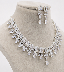 Ensemble de bijoux de mariée en zircon plaqué argent, collier et boucles d'oreilles pour mariage, fête, femmes - Product Image 2
