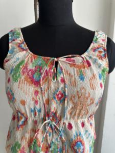 Top Corto sin Mangas con Estampado Boho para Mujer, Blusa de Verano con Lazos Delanteros, Estilo Casual de Playa, Diseño Multicolor - Product Image 2