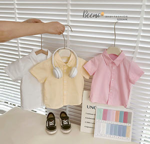 Conjuntos de Ropa Casual de Verano para Niños Beemo Boys, Fáciles de Combinar, Camisas con Cuello de Pico, Tela de Lona de Poliéster/Algodón, Conjuntos de Ropa para Niños Pequeños - Product Image 1