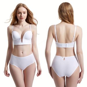 Embroidered <b>Women's</b> Plus Size Sport Underwear Set Seamless Wireless Bra Top Comfortable Solid Lingerie Logo Waist Full Cup - Product Image 2