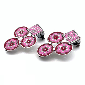 Silver Mountain SKU7551 Pendientes Colgantes de Plata de Ley 925 con Diseño Floral Geométrico y Baño de Óxido - Product Image 3